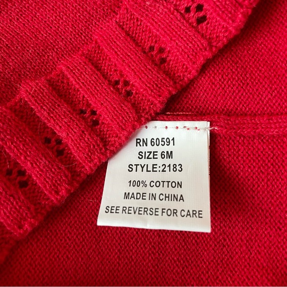 Petit Ami Classics•NWT•Size 6M•Pointelle Ruffle Collar Cardigan•Baby Girl Red ❤️ - Picture 11 of 13